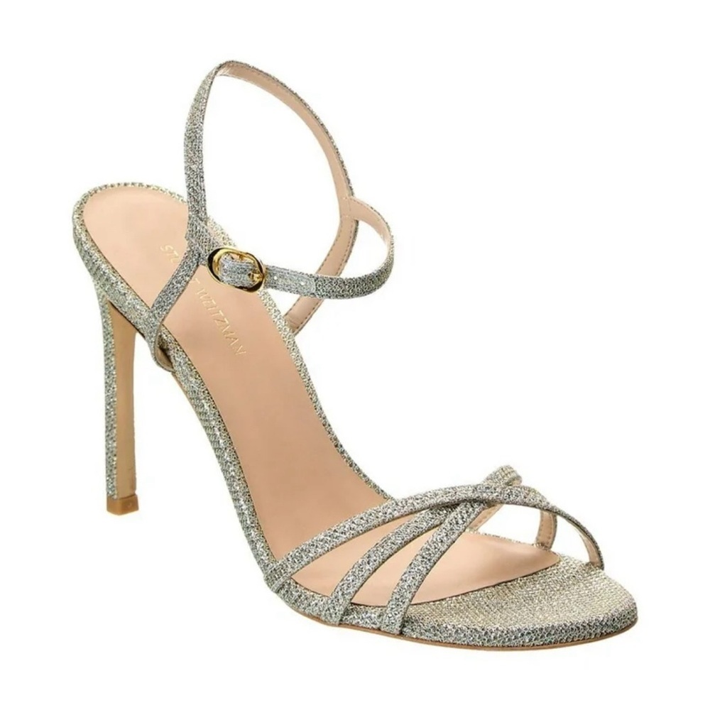 Stuart Weitzman Starla 105 Sparkle Sandal, silver  Sz 7‎